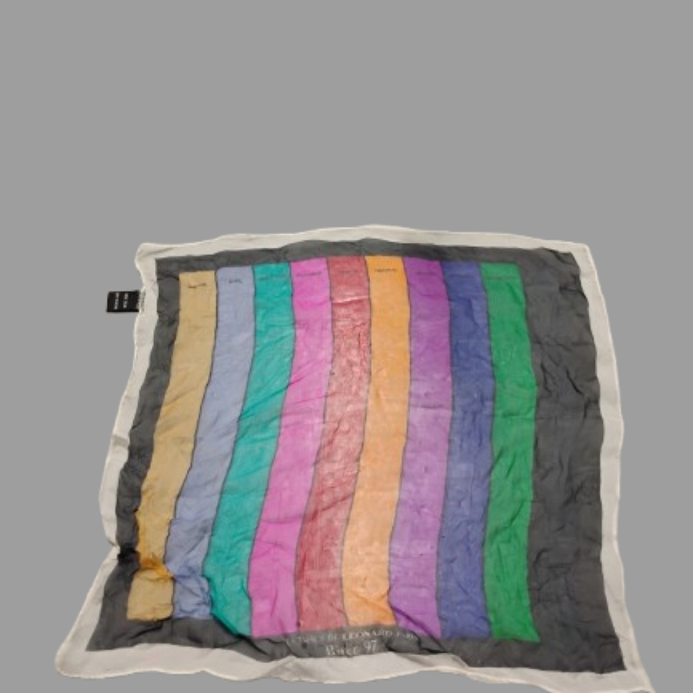 Vintage Leonard Paris Rare Winter 1997 Rainbow Silk Scarf